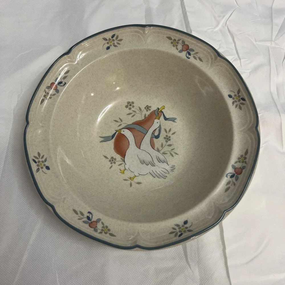 Vtg Cottagecore International Marmalade Geese Serving Bowl 9